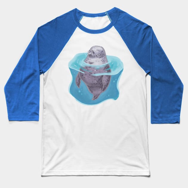 Silly Seal Vibing Baseball T-Shirt by danyellysdoodles